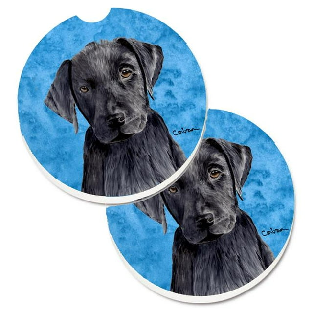 Blue Labrador Set of 2 Cup Holder Car Coaster