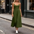 thumbnail image 6 of VBVC Women's V Neck Spaghetti Strap Maxi Dress , Summer Casual Sleeveless Long Dress For Women , Ladies' Flowy Slim Sundress with Pockets,Army Green,S-2XL, 6 of 9