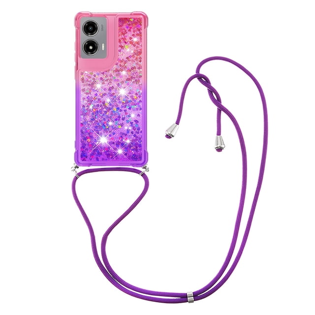 Funda para Motorola MOTO G Stylus 5G 2024 Brillantina Líquida Divertida Reluciente y con Cristales en Movimiento Cuerpo Cruzado con Cordón Ajustable