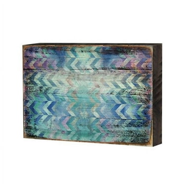Designocracy 95002-12 Patterned Rustic Wooden Block Design Graphic Art