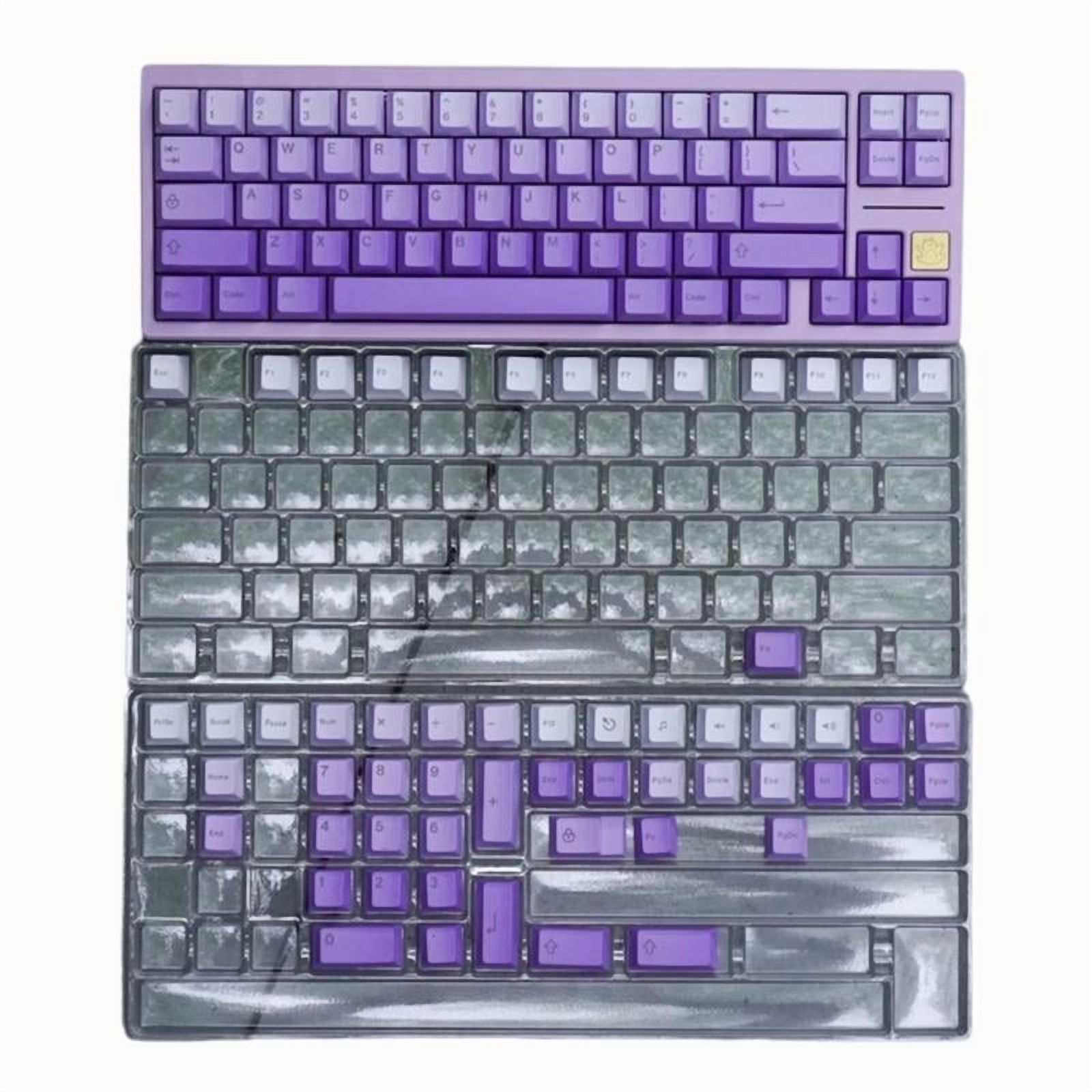 125PCS Gradient Purple PBT Keycaps with Side/Top Engraving Ergonomic Cherry Profile for Mechanical Keyboards