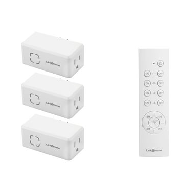 Link2Home Wireless Remote Control Outlet Light Switch, Countdown Timer and Random Function, 100 ft range, Compact Side Plug. Switch ON/OFF Household Appliances.