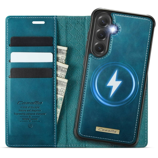 Funda Billetera Desmontable Magnética 2 en 1 Magsafe para Samsung Galaxy S24 Plus con Tarjetero para Mujer y Hombre,Cuero PU Retro 【Bloqueo RFID】 Funda con soporte a prueba de golpes