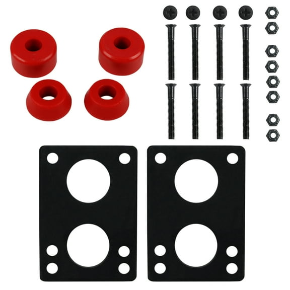 Skateboard Bushings Med 96 with 1/4" Risers and 1 1/2" Hardware for Longboards
