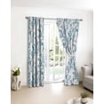thumbnail image 3 of Teal Spring Floral Blackout Curtains for Bedroom/Living Room, Thermal Insulated Kitchen Curtains, Elegant Pastoral Flowers Grommet Darkening Window Treatment Drapes 52"x63"x2, 3 of 8