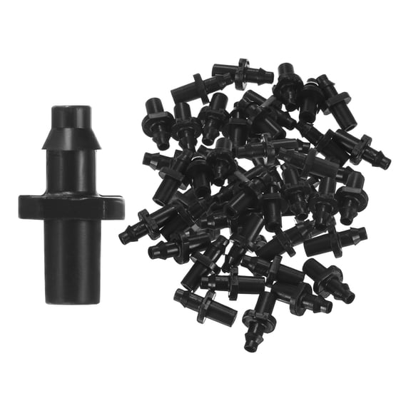 Uxcell 50-Pack Drip Irrigation Barbed Fittings, for 1/4 Inch Tubing Flat Connector Plastic Coupling Irrigation Parts Drip Pipe Accessories