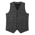 thumbnail image 3 of purcolt Mens Vintage Plaid Suit Vest V-Neck Herringbone Wool Tweed Vest Slim Fit Waistcoat Formal Business Casual Tuxedo for Wedding Groosmen, 3 of 7