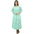 thumbnail image 2 of Bimba Women's Printed Cotton Smocked Waist Long Maxi Dress Boho Chic, 2 of 8