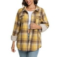 thumbnail image 7 of FNFYFH Womens Button Down Flannel Shirts Long Sleeve Thick Plaid Shacket Jacket Coat Warm Fleece Line Lapel Shirt Jackets, 7 of 7