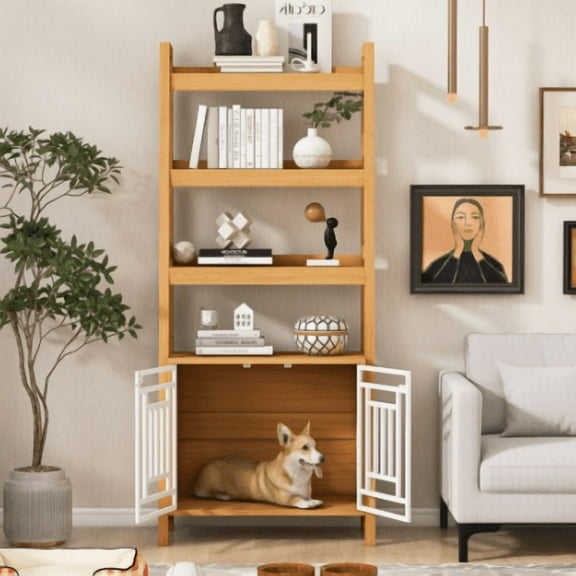 Euroco Furniture Style 2 IN 1 PET FRIENDLY Dog Crate Ladder Bookcase Pet Friendly Furniture