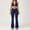 Navy, variant on PISONIC Women Two Piece Workout Sets Cross Back Sports Bras Matching High Waist Flared Leggings Gym Yoga Outfits