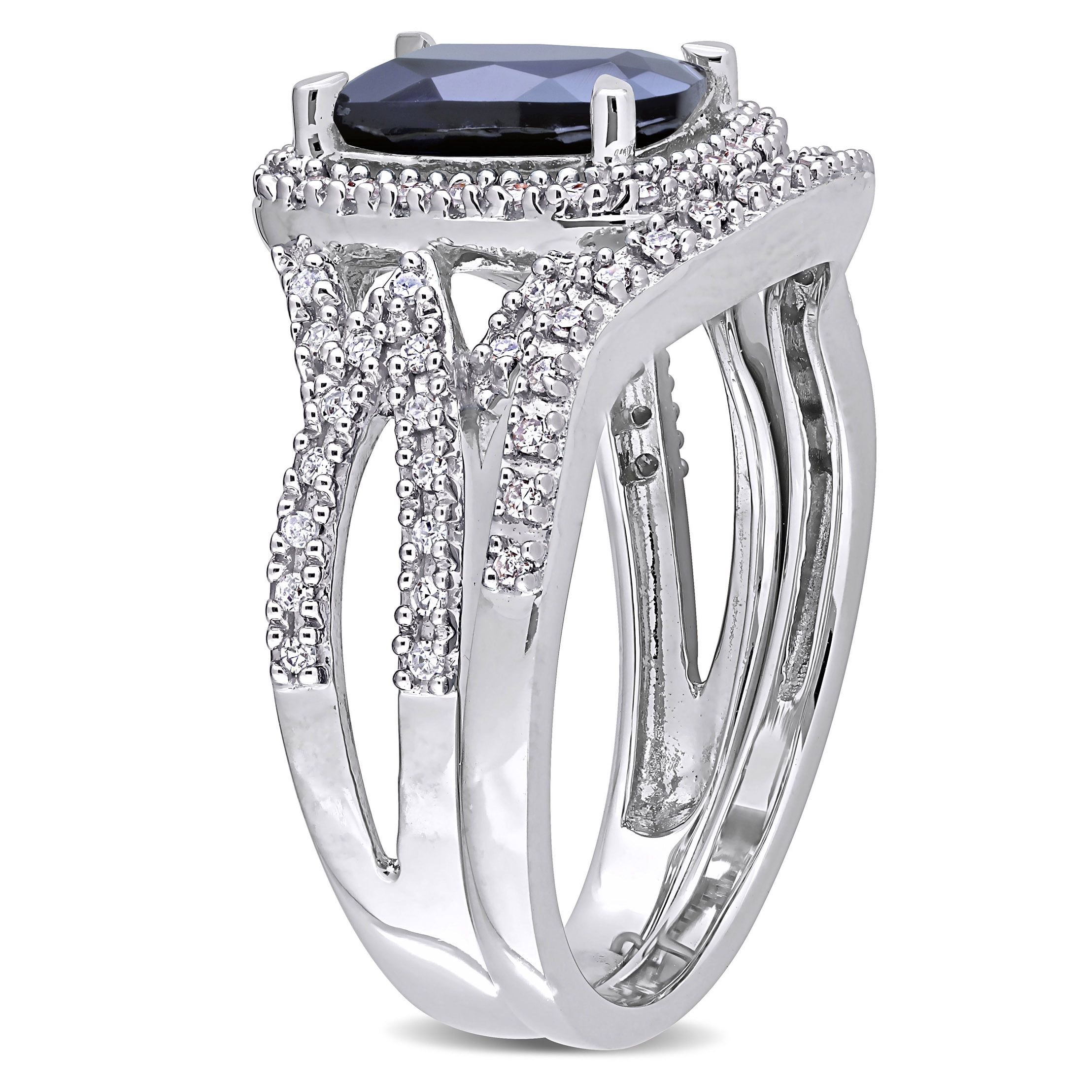 Everly Women's Created Sapphire 10k White Gold Bridal Set