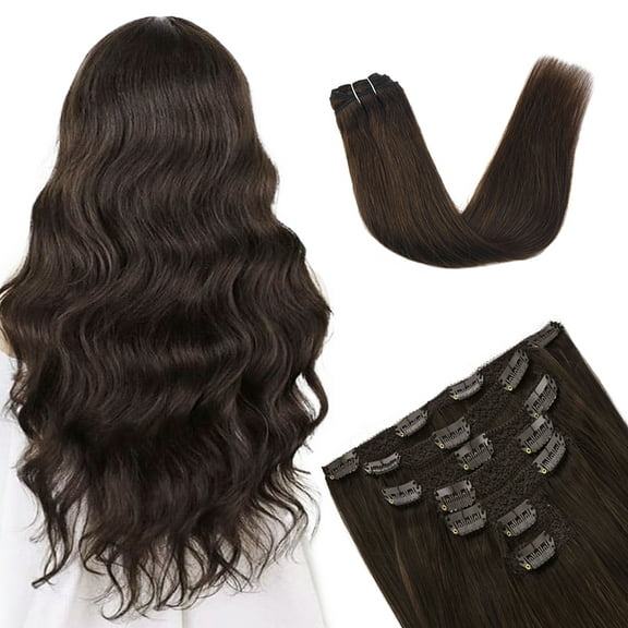 Vlasy Straight Clip In  Hair Extensions 12inches Real Human Hair 7Pcs Clip In Middle Brown Human Hair Extensions
