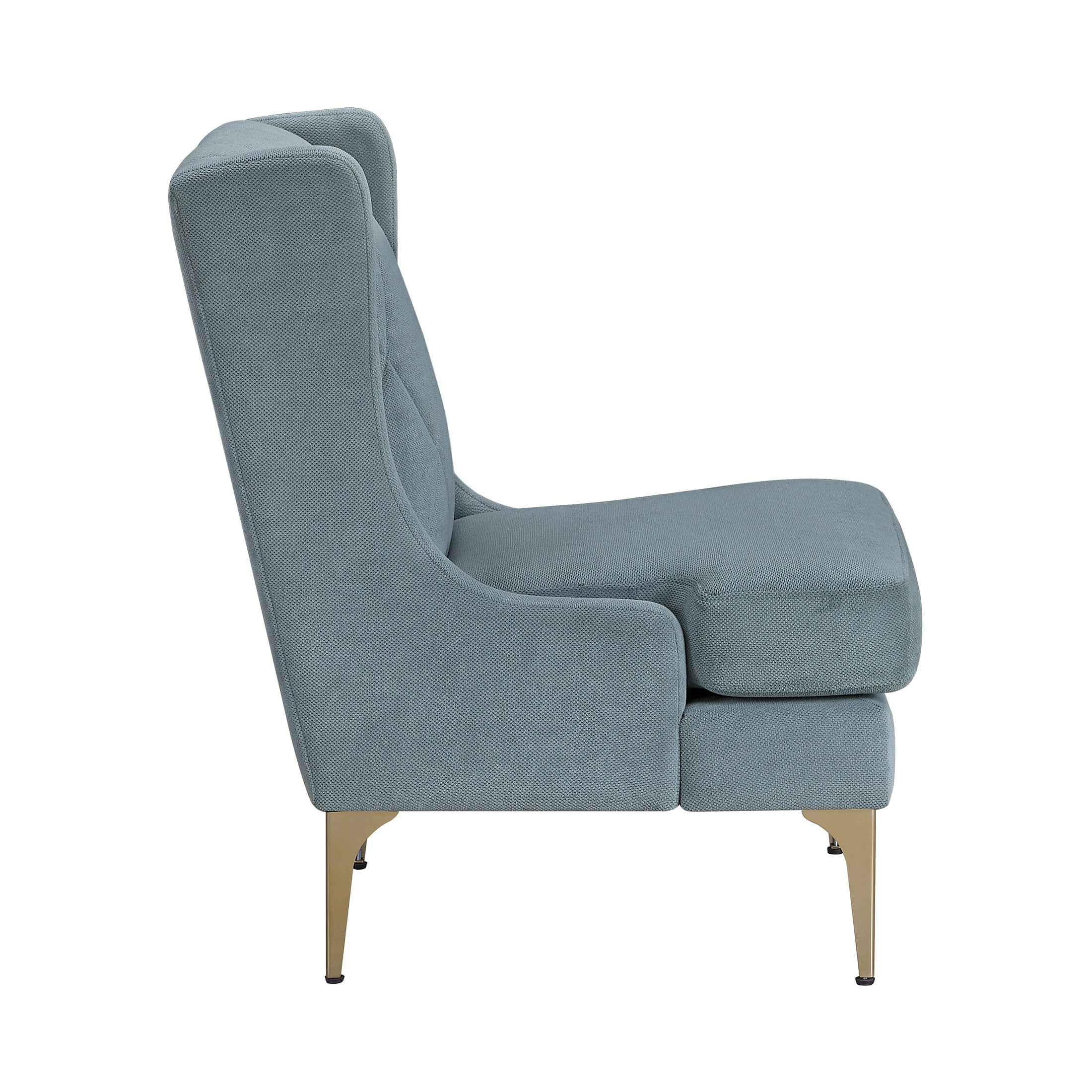OakvillePark Emberhollow Chenille Wingback Accent Chair with Metal Legs, Blue