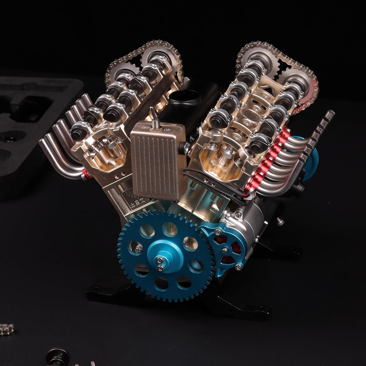 TECHING v8 Engine Model kit That Works Metal Mechanical Metal Assembly DIY Car Engine Model Kit 500+Pcs Educational Experiment