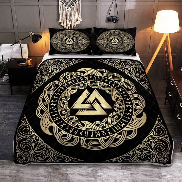 Viking Doona Cover - Viking Valknut - Viking Quilt Bed Set Rlt12