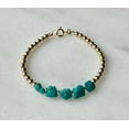 thumbnail image 2 of Turquoise 6-8mm Tumble Shape Faceted Cut Beads 7 inch Gold Plated Clasp Bracelet for men, women, unisex. Link Chain Stacking Bracelet.|LINK_06560, 2 of 4