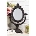 thumbnail image 1 of Cast Iron Rustic Vintage Heirloom Style Small Tabletop Oval Vanity Mirror Decor, 1 of 6
