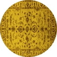 thumbnail image 1 of Ahgly Company Machine Washable Indoor Round Oriental Yellow Traditional Area Rugs, 6' Round, 1 of 4