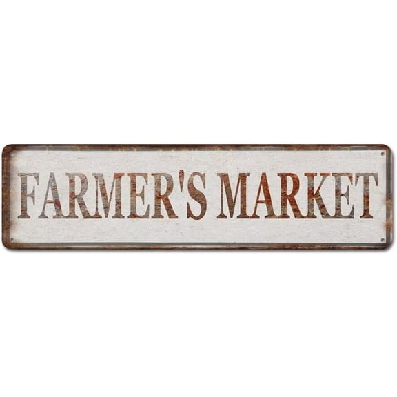 Farmer's Market Wall Sign Vintage Aluminum Wall Plaque for Farmhouse, Decorative Signage Rustic Sign for Front Door Porch Home - Aluminum Metal Tin Sign Wall Decorations 16x4
