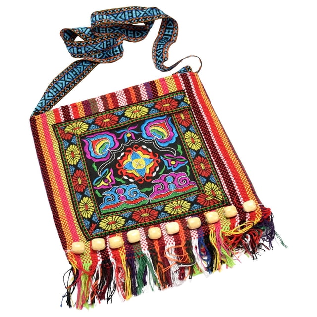 Bolso de hombro de moda Bolsos de borla multicolores casuales grandes hechos a mano para la playa Rojo Hugo bolso de mujer