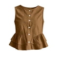 thumbnail image 4 of Kukoosong Women's Button Down Sleeveless Peplum Tank Tops, Ruffle Flared Hem Blouse, Lightweight Casual Vest Shirts for Summer Office Beach Daily Outfits, 4 of 7