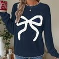 thumbnail image 2 of ZUKMRJPC Womens Christmas Sweater Casual Long Sleeve Crewneck Cute Bow Pullover Sweater Fall Winter Loose Warm Knitwear Holiday Outfits, 2 of 7