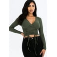 thumbnail image 6 of Drawstring Ribbed Long Sleeve Crop Top, 6 of 8