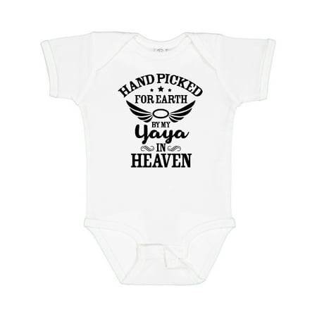 

Inktastic Handpicked for Earth by My Yaya in Heaven with Angel Wings Gift Baby Boy or Baby Girl Bodysuit