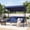 Blue, variant on BaPiPro Gray 3-Seat Metal Outdoor Patio Swing, 2-in-1 Convertible Swing Bed with Adjustable Canopy, Removable Cushions & Foldable Side Table for Garden Porch Deck