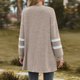 thumbnail image 4 of Cárdigan Umfun para mujer, liso, largo, tejido a rayas, con estampado, para vestidos, tops, ligero, con dobladillo alto y bajo, manga larga, color caqui, talla XL, 4 of 5