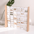 thumbnail image 4 of Beech Wood Earring Organizer Shelf, 3 Tier Brass Earring display stand for selling, Jewelry hanger holder with 42 holes for Stud Dangle earrings, 4 of 6