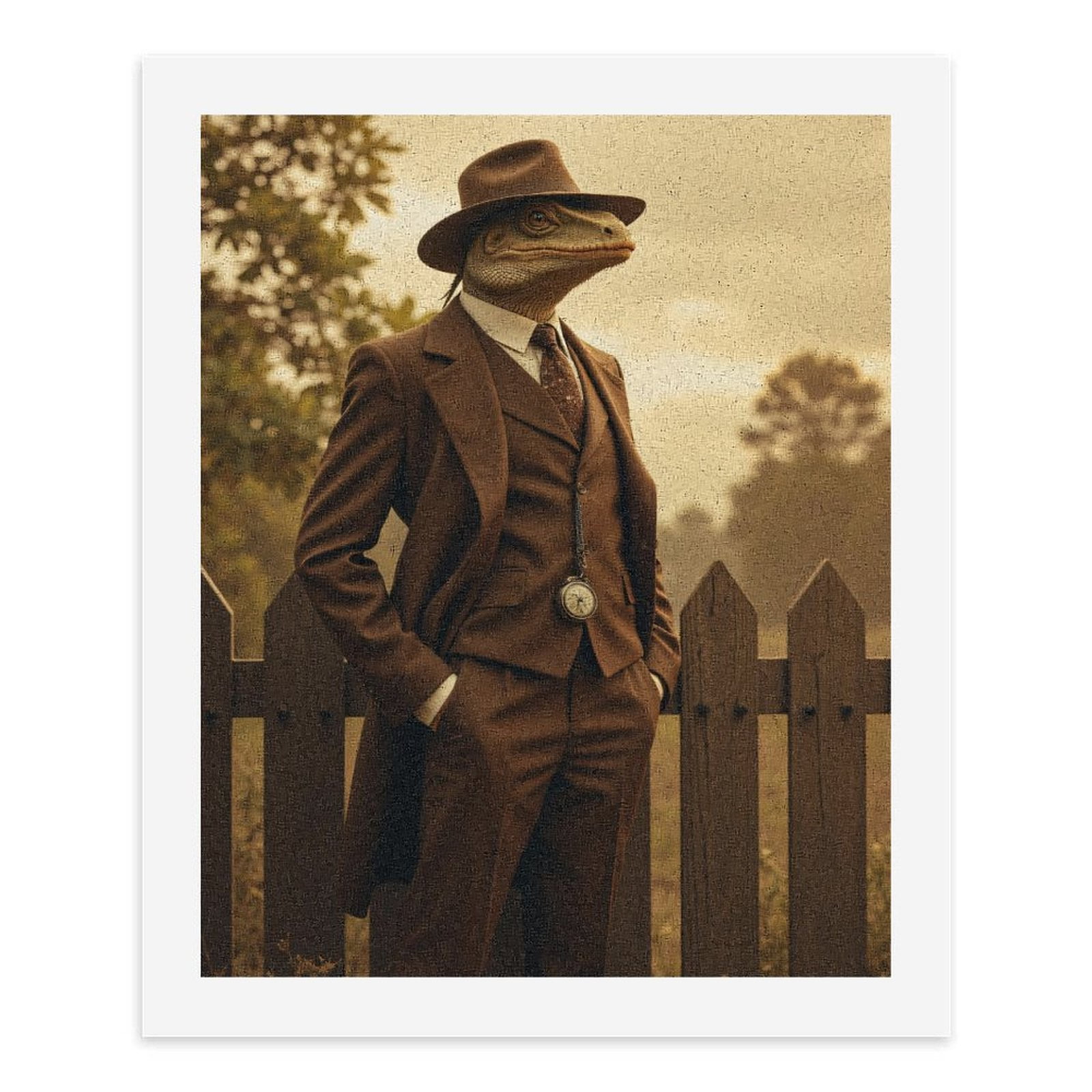 Paint By Numbers Kit for Adults Beginner - DIY Reptile Dapper Elegance Fence Scene Canvas Painting Kits for Adults, Frameless Paint By Number for Adults for Home Wall Decor 16x20 Inch