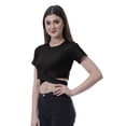thumbnail image 3 of Moomaya Haut à Ourlet Croisé pour Femmes Manches Courtes Col Rond T-Shirt Blouse Hauts, 3 of 6