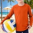 thumbnail image 2 of Bmisegm Kids Long Sleeve Shirts Breathable Mesh Raglan Tee for Boys Girls Lightweight Rash Guard Sports T Shirt for Toddler Youth Boys Shirt Orange 4-5 Years, 2 of 6