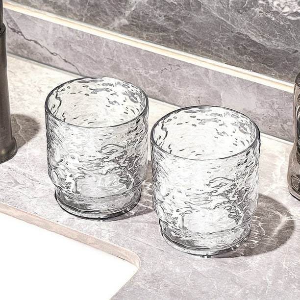 Vaso cuadrado de plástico para enjuague bucal | Vaso para cepillo de dientes y enjuague bucal para baño | Vaso dental compacto gris y transparente | Ahorra espacio para viajes y uso doméstico |