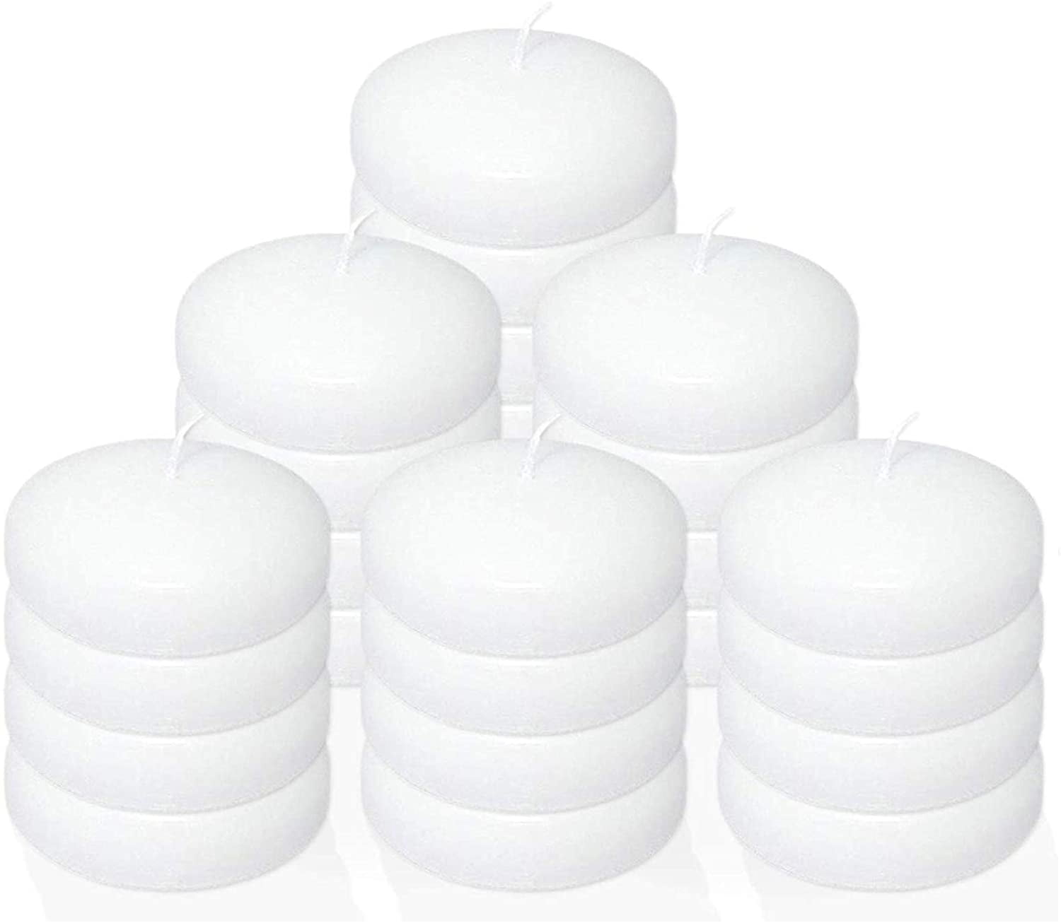 3" Floating Candles (24 Pack) White, Unscented Disc, for Centerpiece by ...