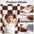 thumbnail image 6 of ZENELESS 8x10 Fluffy Rug for Living Room,Checkered Shaggy Soft Anti-Skid High Pile Carpet for Boys Girls Teen Room Dorm Home Decor,Creamy White and Coffee, 6 of 7