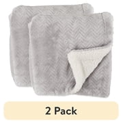 (2 pack) Parent's Royal Plush Blanket for Baby Boys and Girls, Gray, 30" x 40"