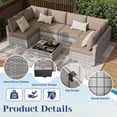 thumbnail image 6 of KIGOTY 7 Piece Outdoor Patio Furniture, Wicker Rattan Outdoor Conversation Set Sectional Sofas for Backyard, Garden, Grayish-white Camel, 6 of 8