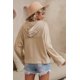 thumbnail image 2 of ABPHQTO Sudadera con capucha y ribete de patchwork liso con botones informales de color caqui para mujer, 2 of 5
