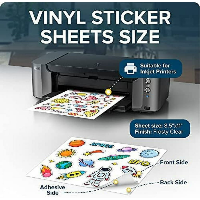 Weliu 9N7QTFM Printable Translucent Vinyl Sticker Paper for Inkjet Printer-8.5  X 11 Waterproof Sticker Paper 8 Sheets
