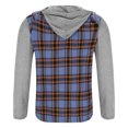 thumbnail image 3 of Plaid Hoodie Jacket for Men Teen Boys Patchwork Flannel Cotton Button Up Hooded Sweatshirt Outwear with Pocket (M, Blue), 3 of 5