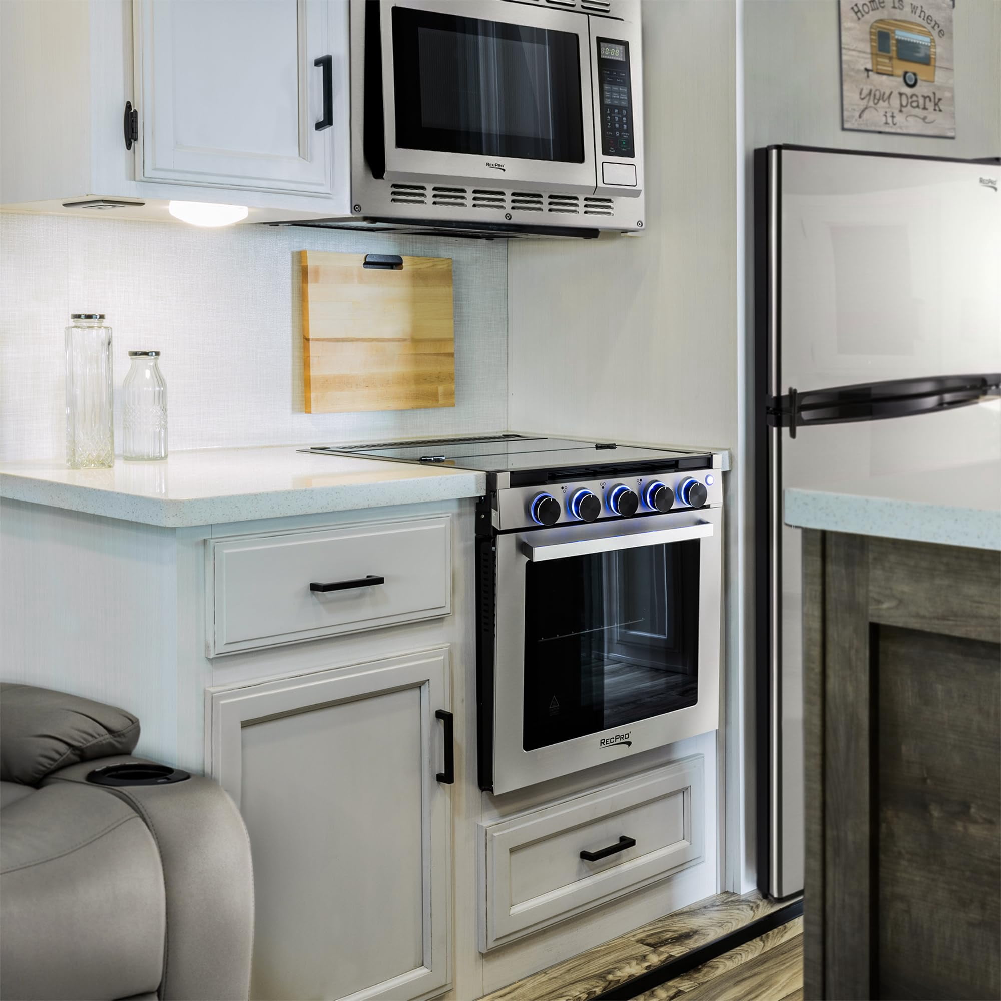 RecPro 10 Cu Ft 12V RV Refrigerator | Frost-Free Fridge with Freezer | Double Door, Adjustable Shelves, Reversible Door, Built-In Lock | 23.5”W x 26”D x 59”H | Off-Grid & Dry Camping Ready