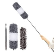 Microfiber Duster for Cleaning, Lightimetunnel Extendable Duster Collector up to 100 inches with Bendable fiber head, Feather Duster Used for High Ceiling, Ceiling Fan, Blinds, Cobwebs, Fu