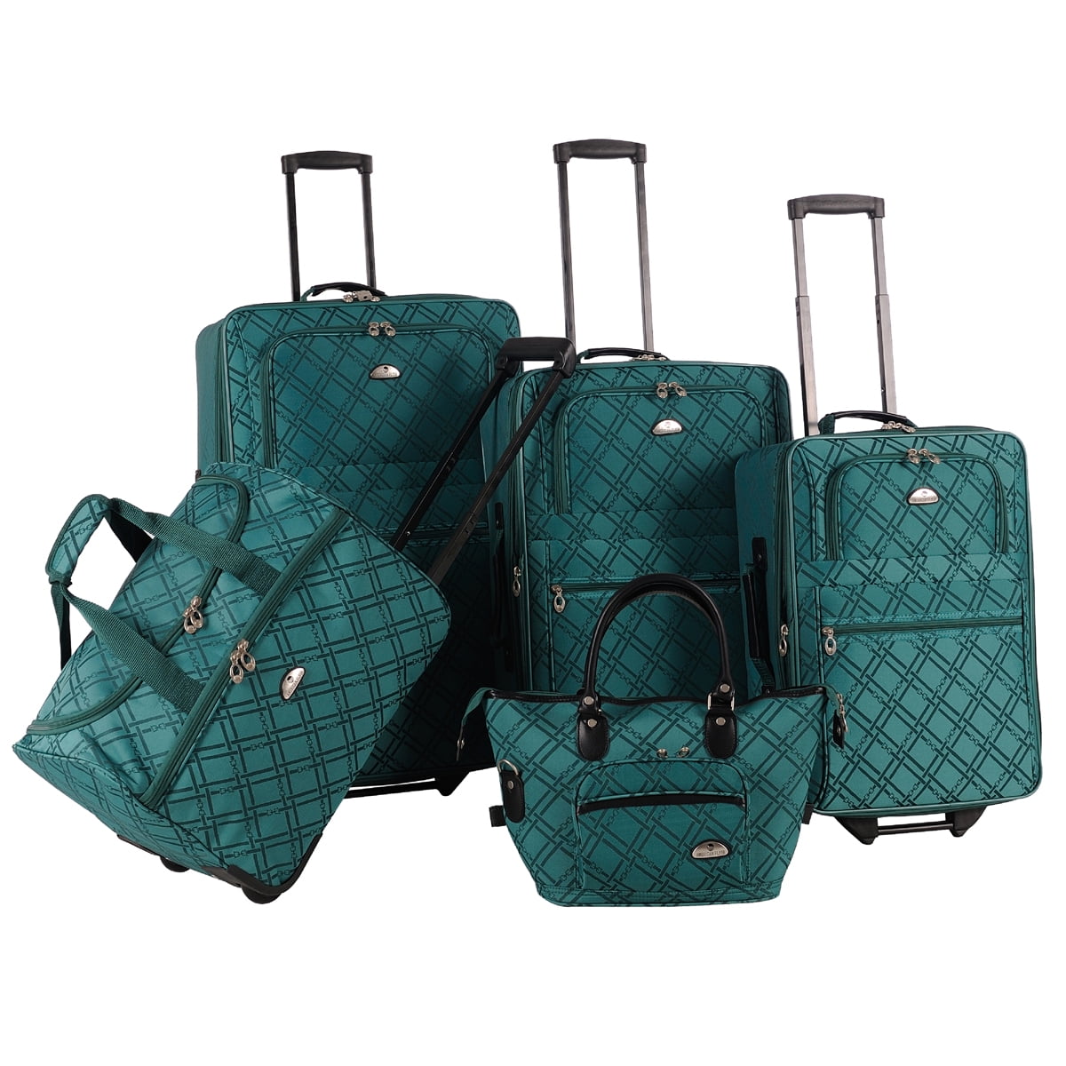 Pemberly Buckles 5Piece Luggage Set (Green)