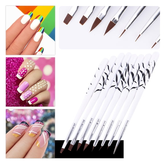 8-Piece Brush Pen Set for Salon Quality Gel Polish Manicure Painting and DIY Design