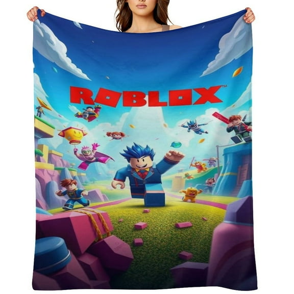 Roblox flannel blanket throw Plush Throw Blanket - Measures - Kids Super Soft Fleece Creeper Battle Bedding