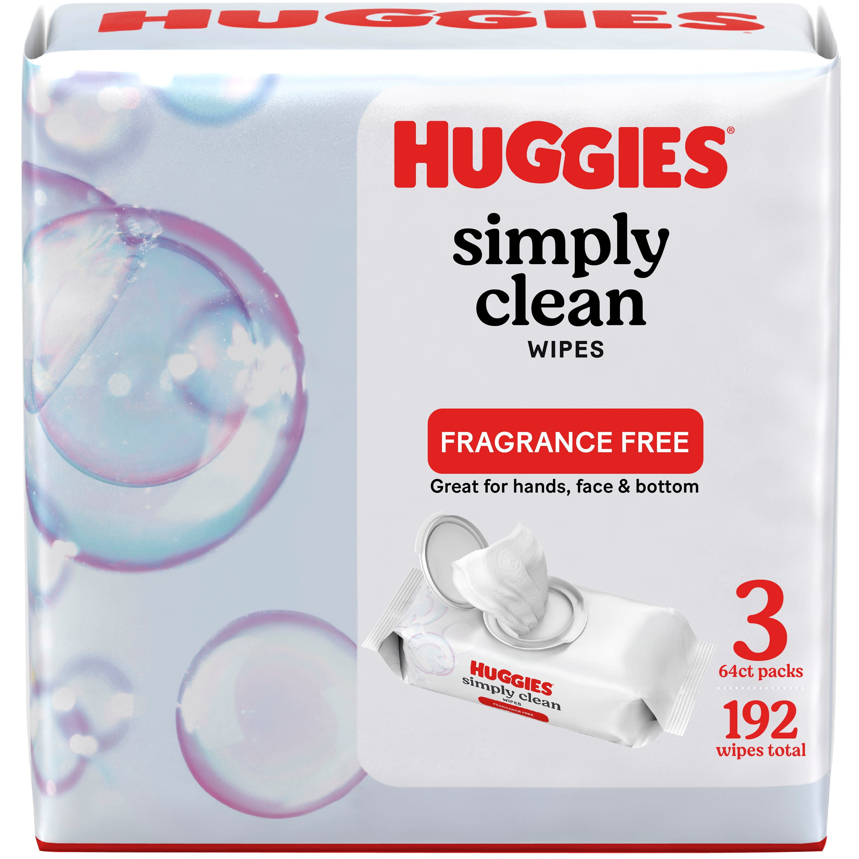 Huggies Simply Clean Unscented Wipes, 3 Pack, 192 Total Ct (Select for