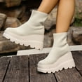 thumbnail image 6 of Wowcloth Women's Fashion Casual Winter Ankle Boots – Elastic Cuff Round Toe with Chunky Wedge Heel for Everyday Winter Wear, 6 of 9